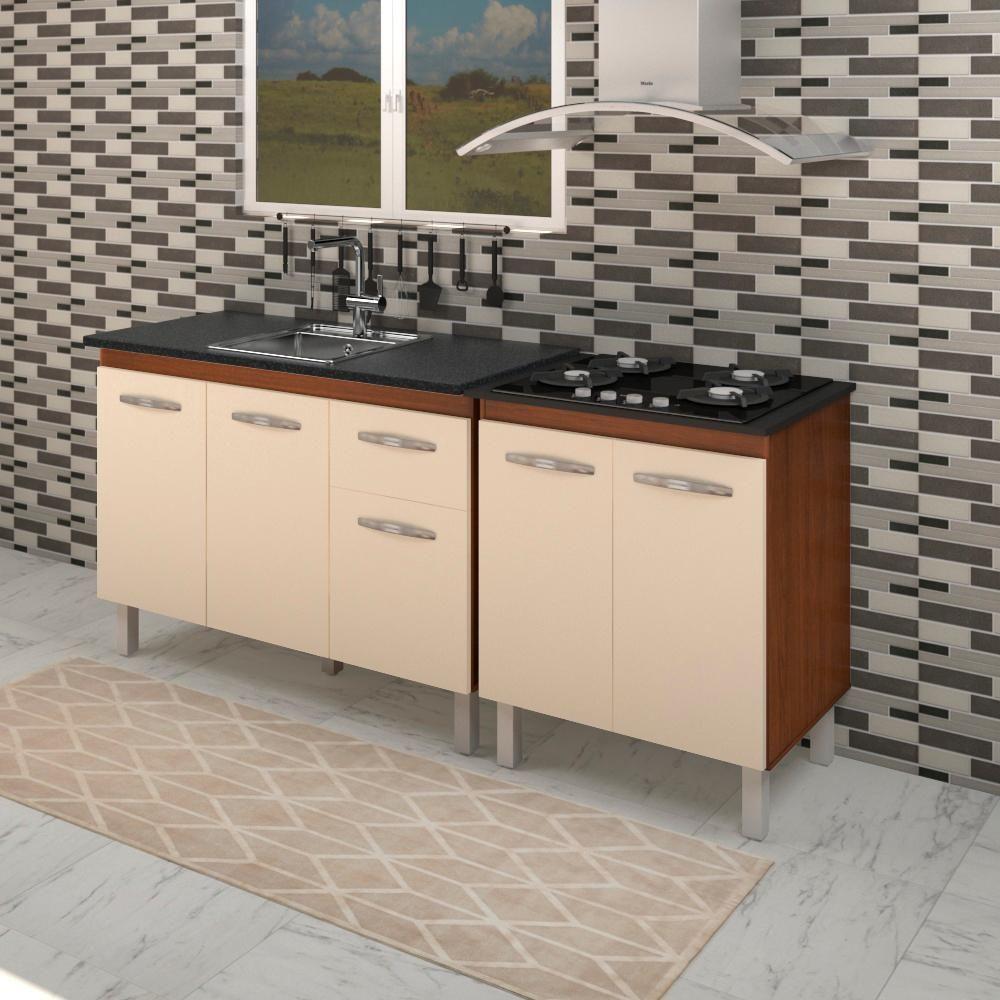 Balcao Pia 120cm E Cooktop 4 Bocas Savana Off White Mobbs - 6