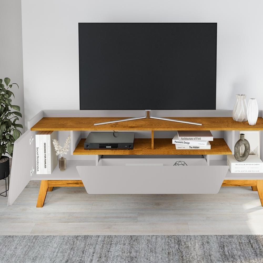Rack Bancada Tv 70 Pol 180 Cm Florenca Off White Naturalle Bechara - 4
