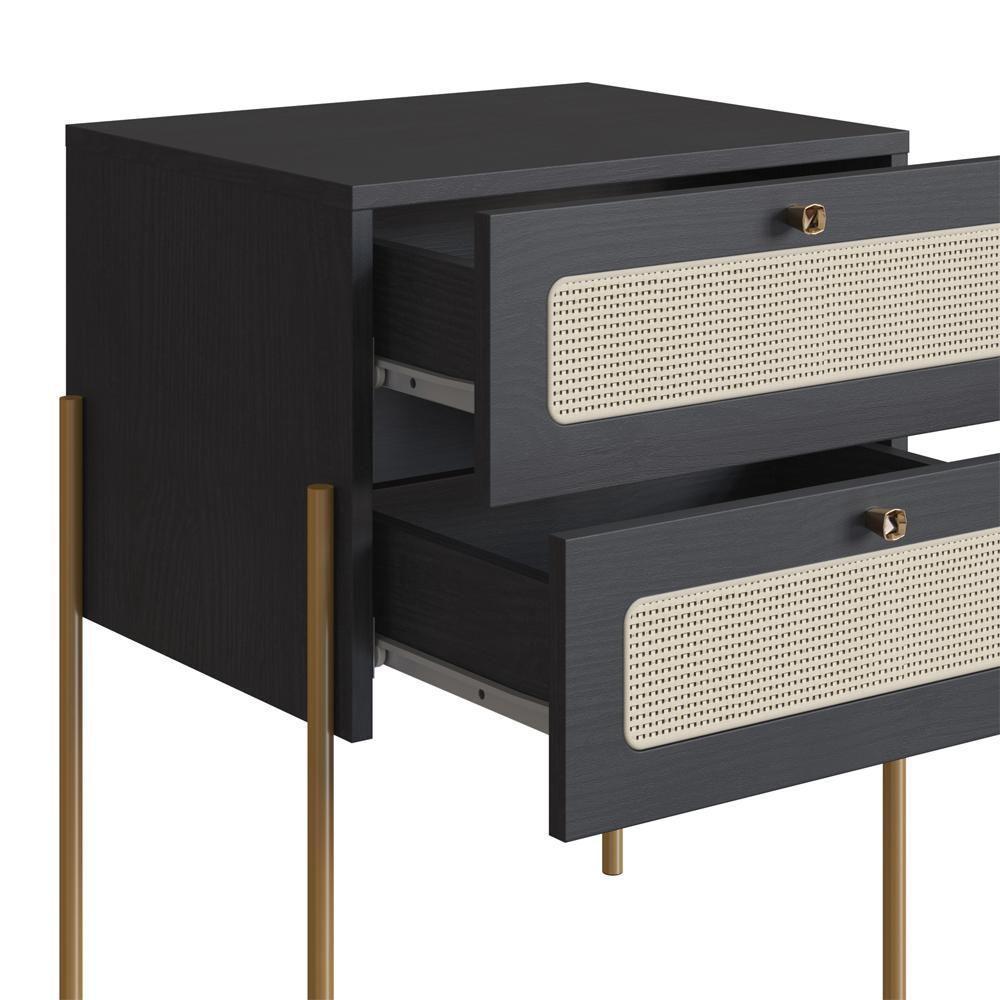 Cabeceira Casal 160 Cm 02 Mesas Cabeceira Palinha 28978 Nero Dourado Artesano - 5