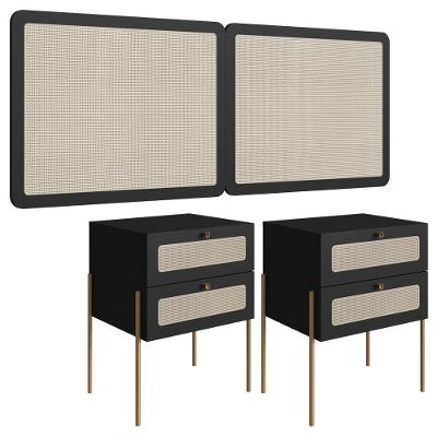 Cabeceira Casal 160 Cm 02 Mesas Cabeceira Palinha 28978 Nero Dourado Artesano