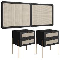 Cabeceira Casal 160 Cm 02 Mesas Cabeceira Palinha 28978 Nero Dourado Artesano - 1