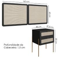 Cabeceira Casal 160 Cm 02 Mesas Cabeceira Palinha 28978 Nero Dourado Artesano - 3