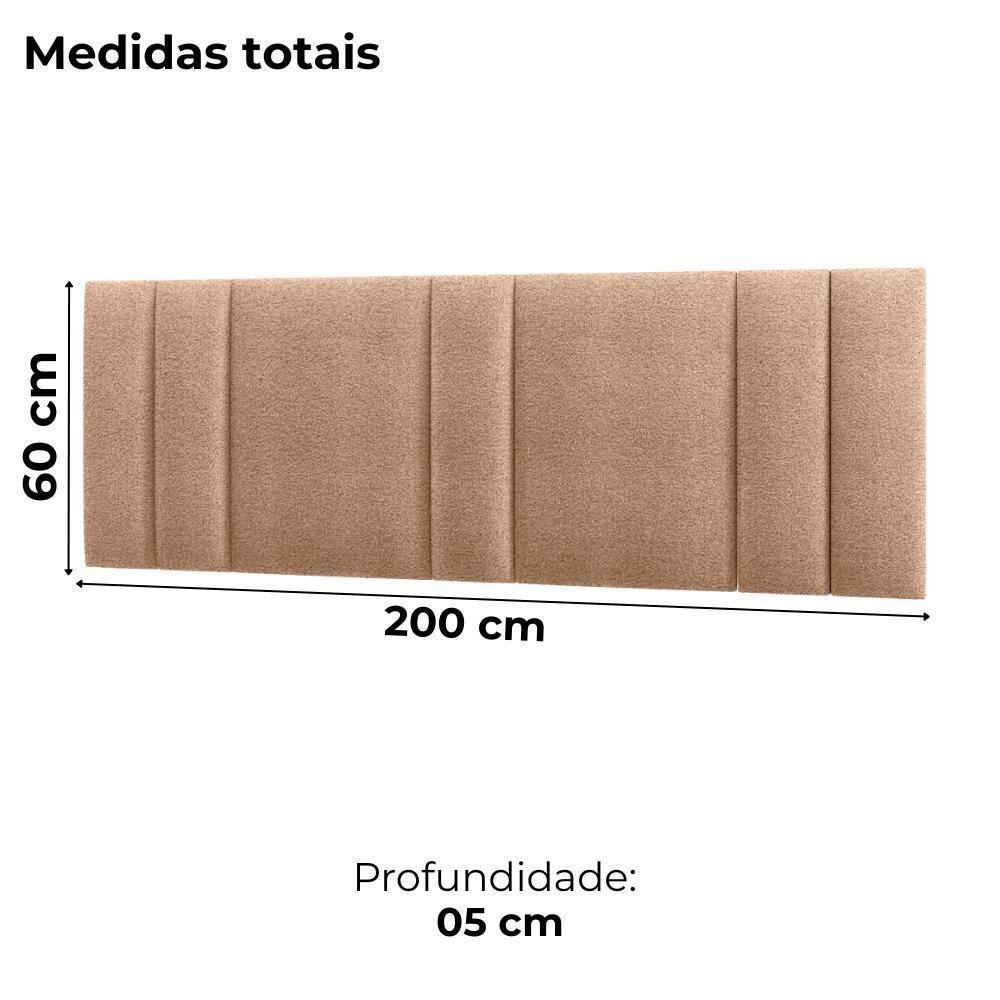 Cabeceira Modulada King 200 Cm Com Led Boucle Bege Vconcept - 2