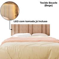 Cabeceira Modulada King 200 Cm Com Led Boucle Bege Vconcept - 3