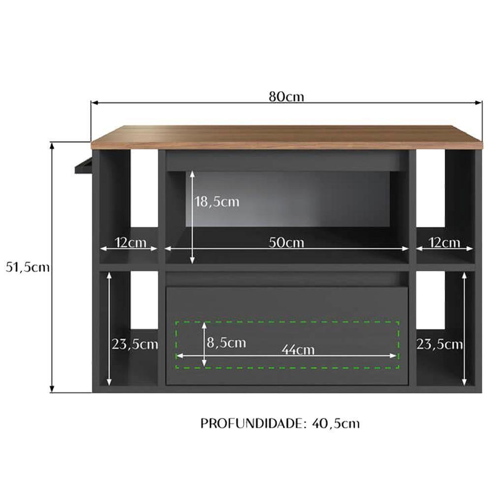 Gabinete Para Banheiro 01 Porta 01 Gaveta 80cm Mel Grafite Proddy Mel - 3