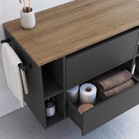 Gabinete Para Banheiro 01 Porta 01 Gaveta 80cm Mel Grafite Proddy Mel - 6