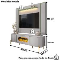 Painel Maresias E Rack Juquehy Tv 75 Pol 180 Cm Off White Pistache Bechara Off White Pistache - 3