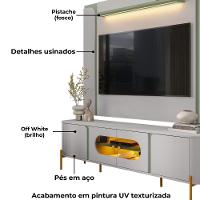 Painel Maresias E Rack Juquehy Tv 75 Pol 180 Cm Off White Pistache Bechara Off White Pistache - 8