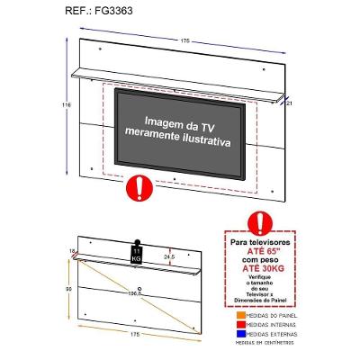 Painel Com Prateleira Para Tv Até 65´´ Amsterdã Plus Fg3363 Branco