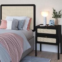 Cabeceira Solteiro E Mesa Cabeceira Palinha 27976 Nero Preto Artesano - 2