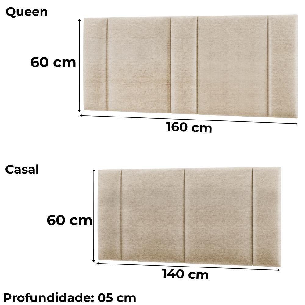 Cabeceira Modulada Casal Queen 160 Cm Com Led Linho Bege Vconcept - 5