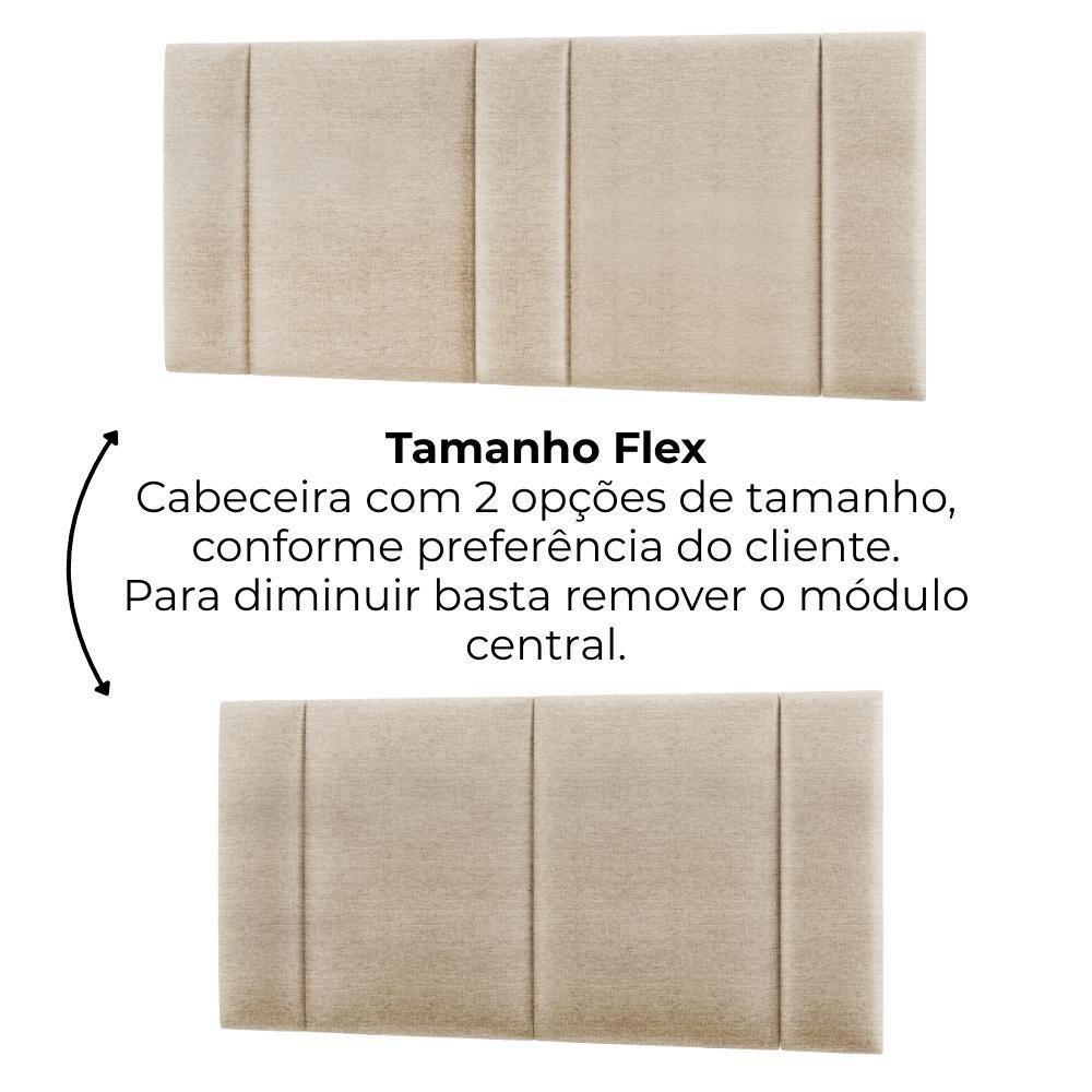 Cabeceira Modulada Casal Queen 160 Cm Com Led Linho Bege Vconcept - 6