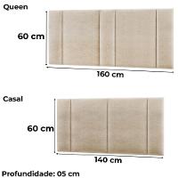 Cabeceira Modulada Casal Queen 160 Cm Com Led Linho Bege Vconcept - 5