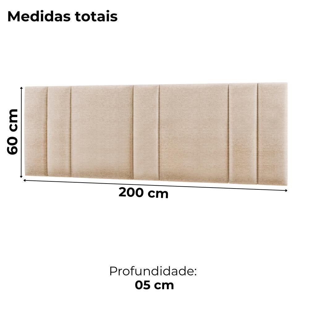 Cabeceira Modulada King 200 Cm Com Led Linho Bege Vconcept - 3