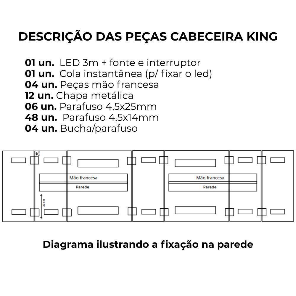 Cabeceira Modulada King 200 Cm Com Led Linho Bege Vconcept - 6