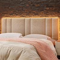 Cabeceira Modulada King 200 Cm Com Led Linho Bege Vconcept - 2