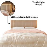 Cabeceira Modulada King 200 Cm Com Led Linho Bege Vconcept