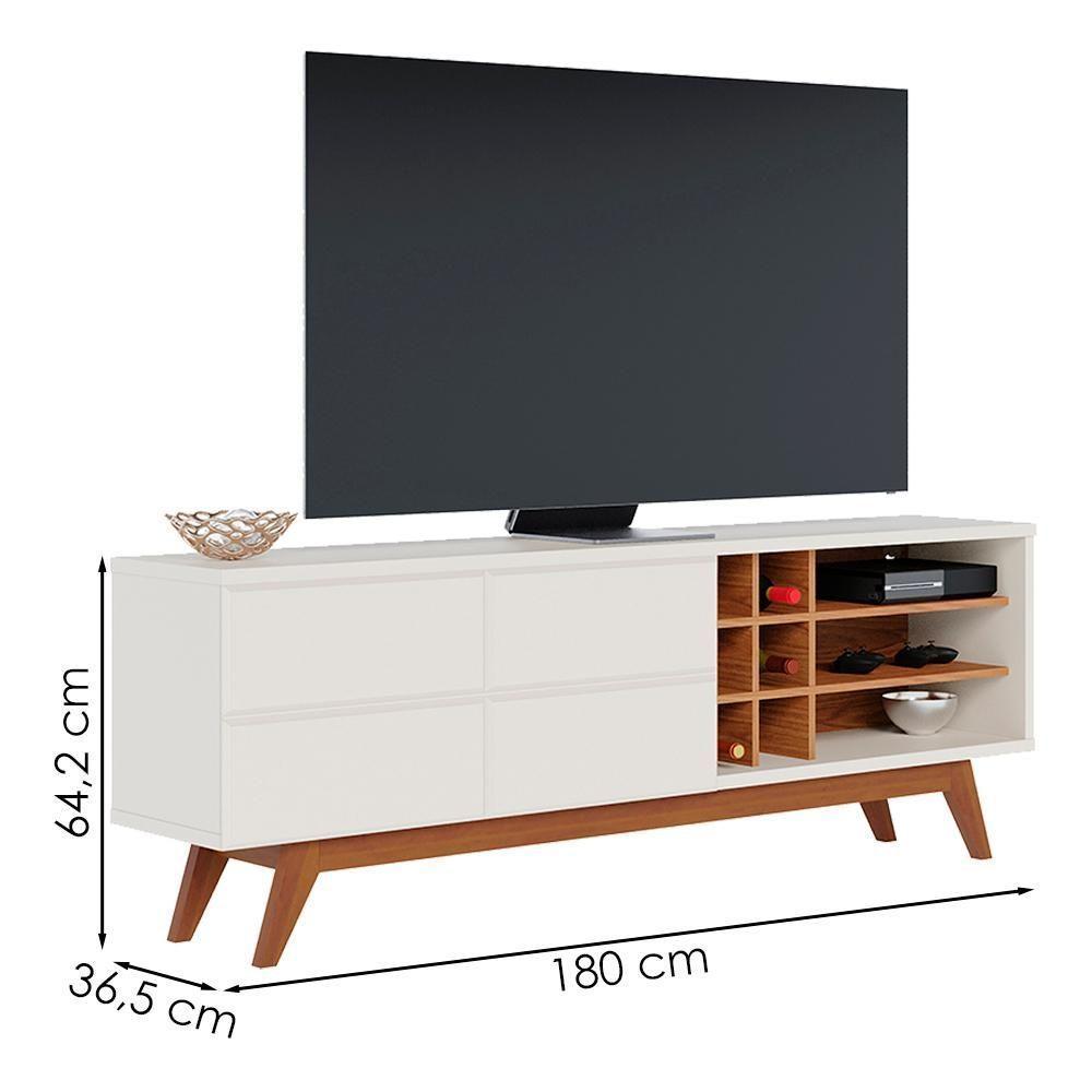 Rack Bancada Tv 70 Pol 180 Cm Noronha Off White Matte Freijo Colibri - 3