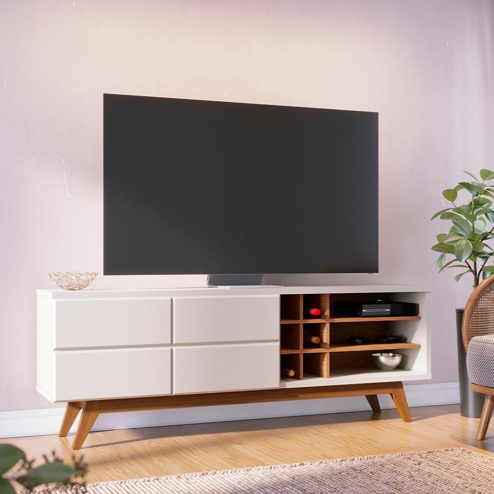 Rack Bancada Tv 70 Pol 180 Cm Noronha Off White Matte Freijo Colibri - 10