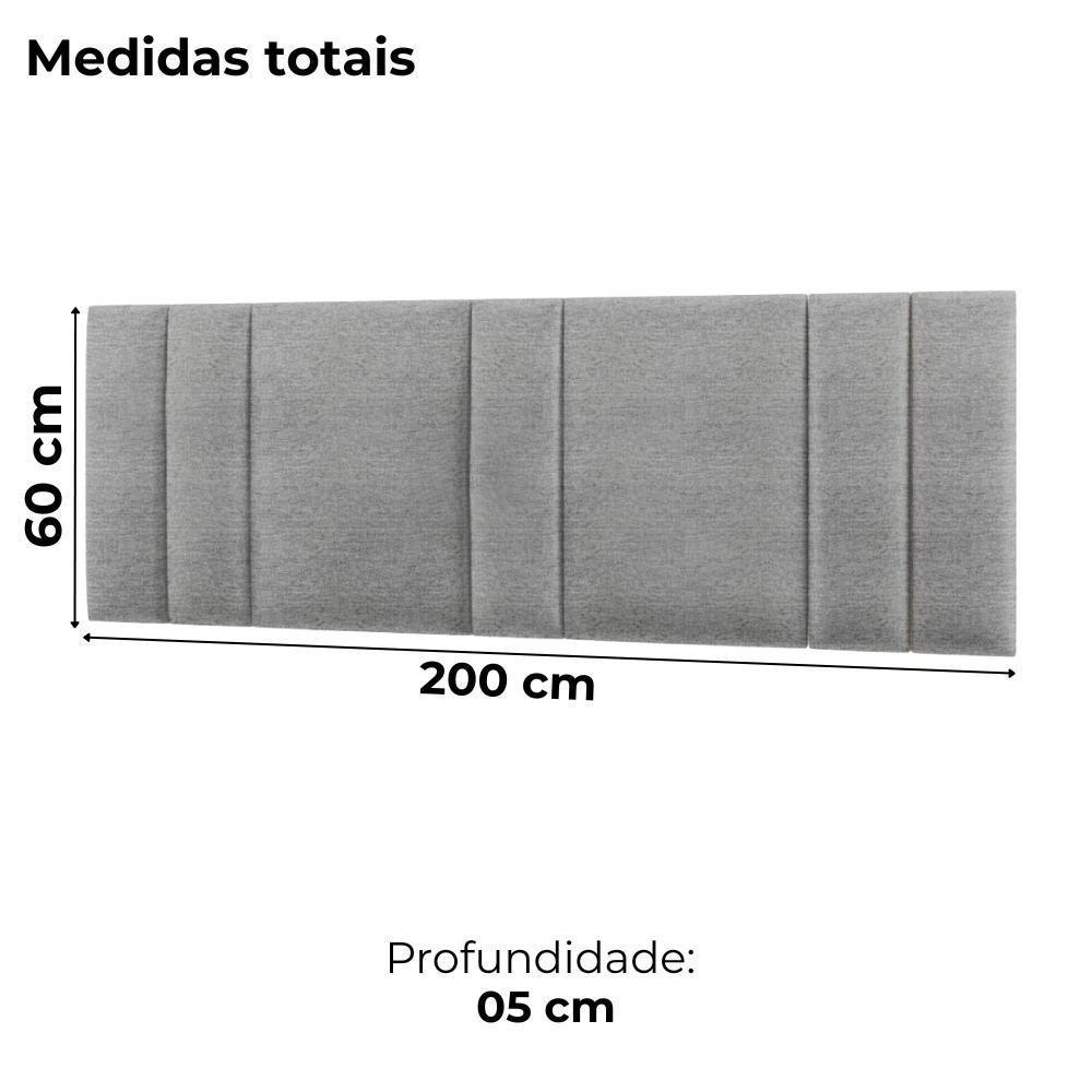 Cabeceira Modulada King 200 Cm Com Led Linho Cinza Vconcept - 7