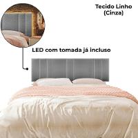 Cabeceira Modulada King 200 Cm Com Led Linho Cinza Vconcept - 2