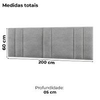 Cabeceira Modulada King 200 Cm Com Led Linho Cinza Vconcept - 7