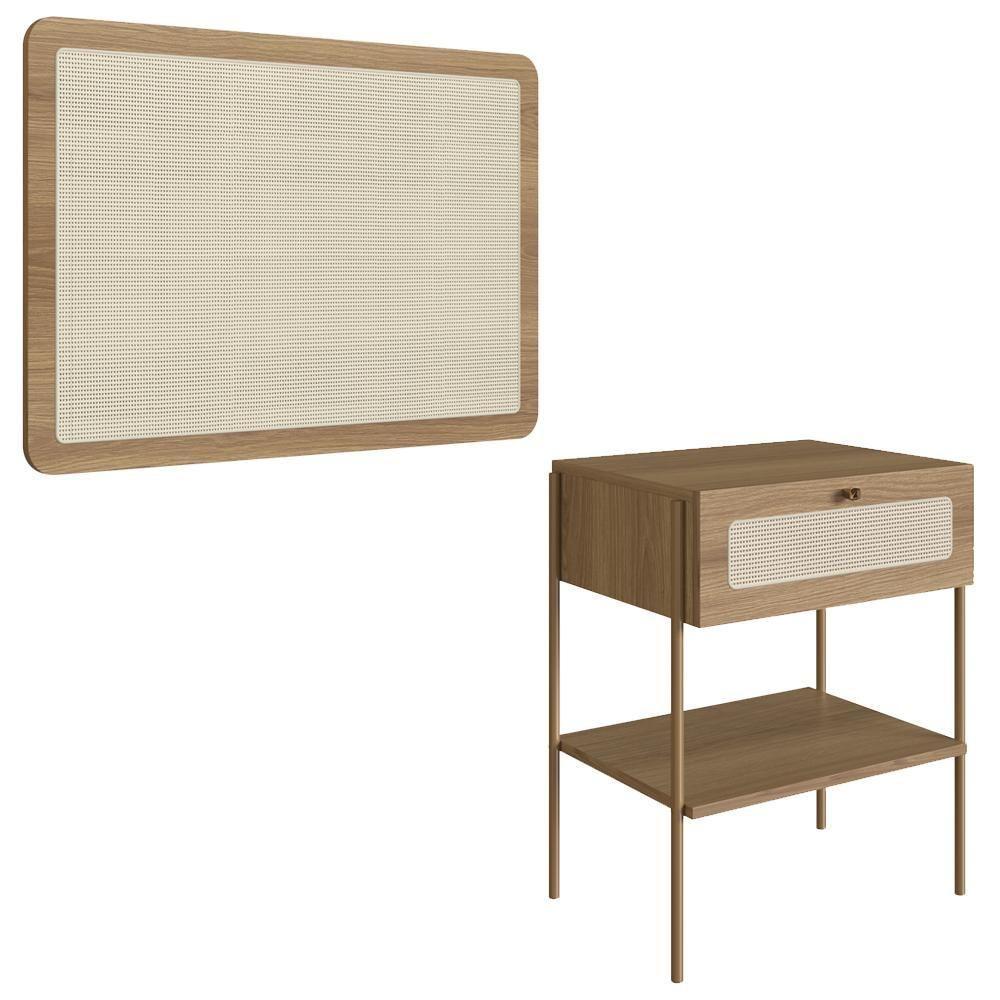 Cabeceira Solteiro E Mesa Cabeceira Palinha 28975 Hanover Dourado Artesano - 1