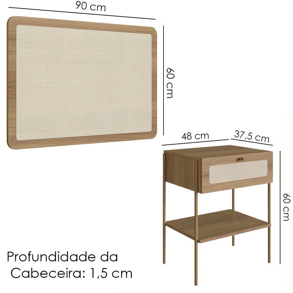 Cabeceira Solteiro E Mesa Cabeceira Palinha 28975 Hanover Dourado Artesano - 3