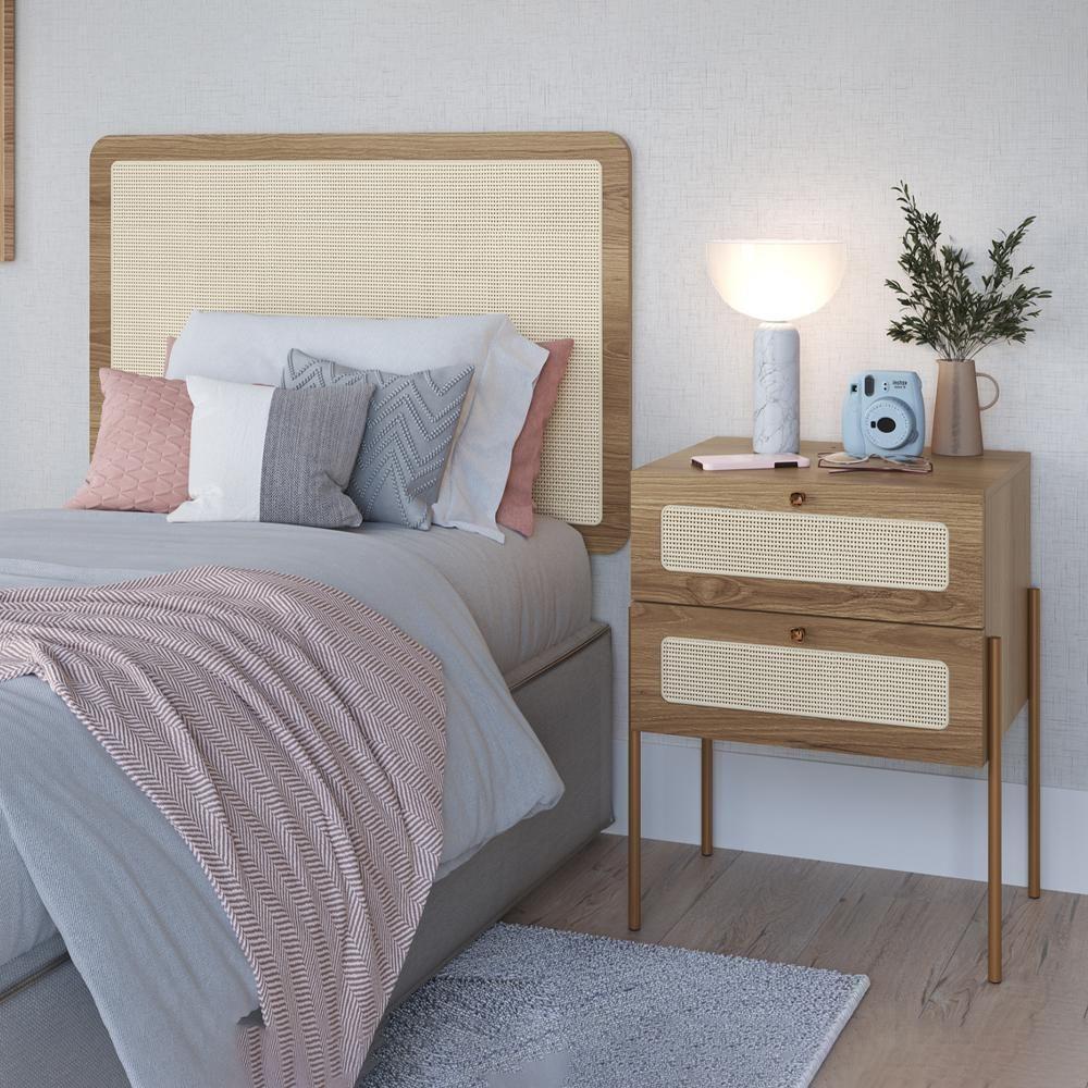 Cabeceira Solteiro E Mesa Cabeceira Palinha 28976 Hanover Dourado Artesano - 3