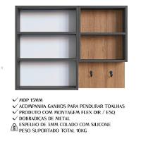 Conjunto Gabinete Com Cuba E Espelheira 80cm Mel Grafite Proddy Mel