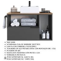 Conjunto Gabinete Com Cuba E Espelheira 80cm Mel Grafite Proddy Mel - 5