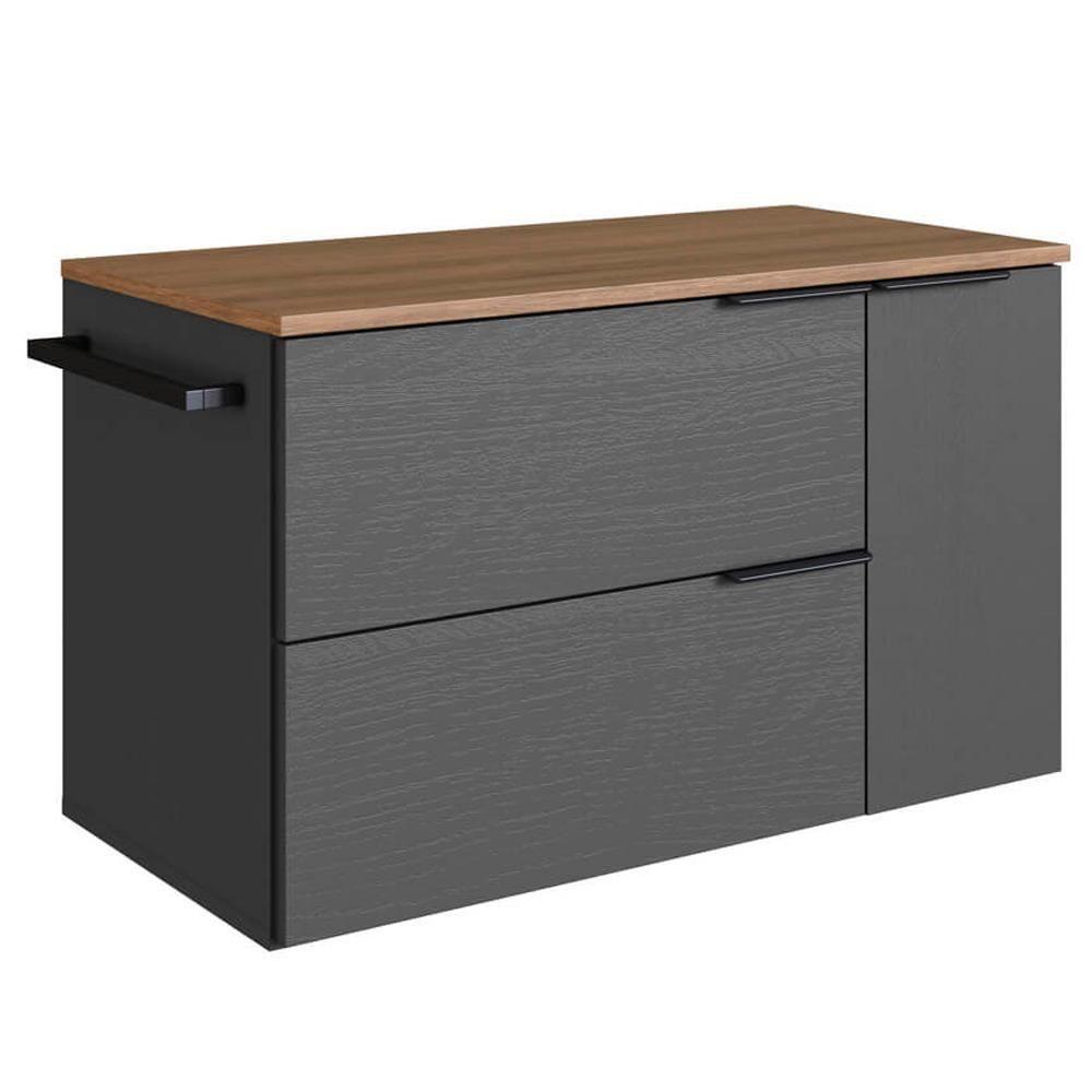 Gabinete Para Banheiro 02 Portas 01 Gaveta 80cm Mel Grafite Proddy Mel - 1