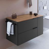 Gabinete Para Banheiro 02 Portas 01 Gaveta 80cm Mel Grafite Proddy Mel - 2