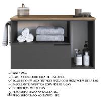 Gabinete Para Banheiro 02 Portas 01 Gaveta 80cm Mel Grafite Proddy Mel