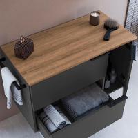 Gabinete Para Banheiro 02 Portas 01 Gaveta 80cm Mel Grafite Proddy Mel - 6