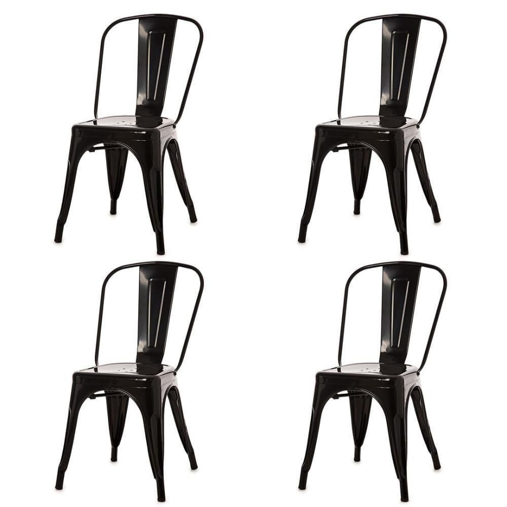 Kit 4 Cadeiras Tolix Iron Titan Anm6671f Anima Office Ferro Pintura Epóxi Preto - 1