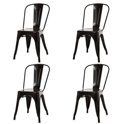 Kit 4 Cadeiras Tolix Iron Titan Anm6671f Anima Office Ferro Pintura Epóxi Preto