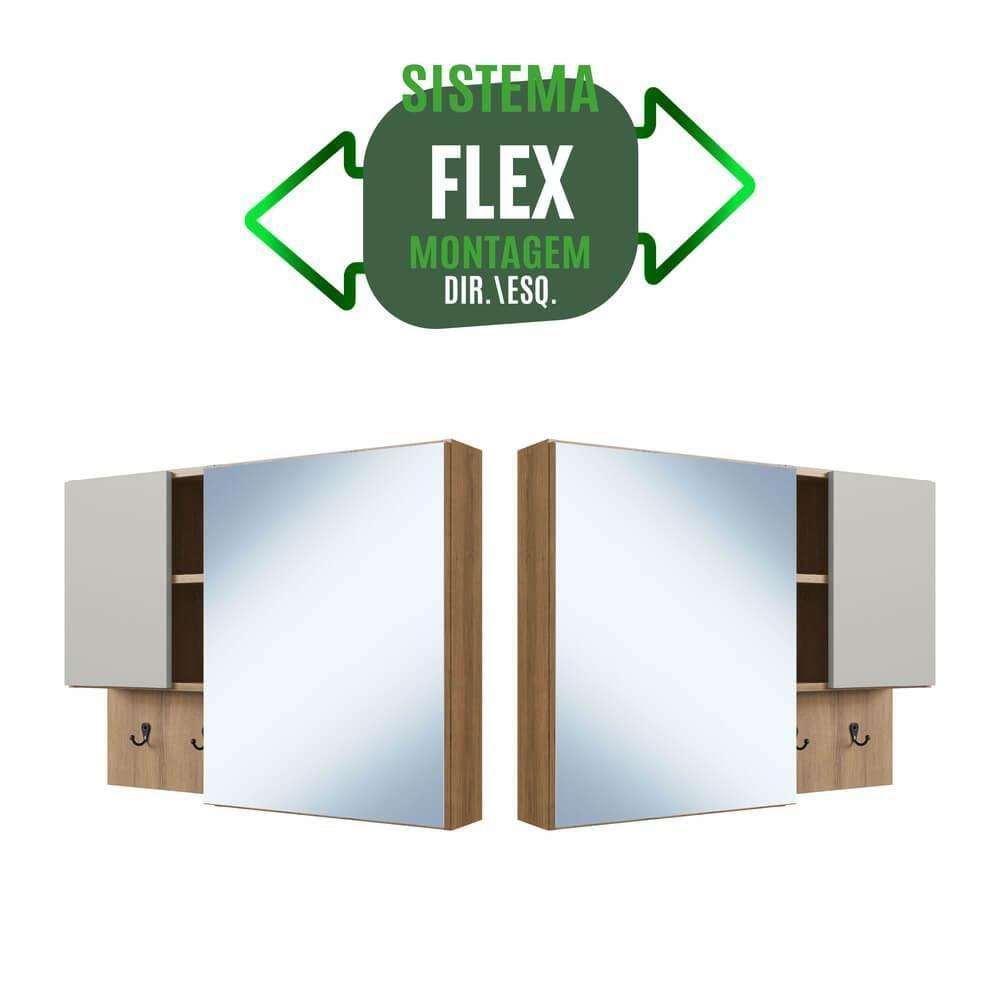 Conjunto Gabinete Com Cuba E Espelheira 80cm Mel Branco Arenas Proddy Mel - 7