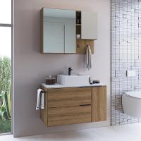 Conjunto Gabinete Com Cuba E Espelheira 80cm Mel Branco Arenas Proddy Mel