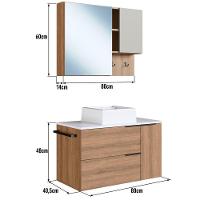 Conjunto Gabinete Com Cuba E Espelheira 80cm Mel Branco Arenas Proddy Mel - 5