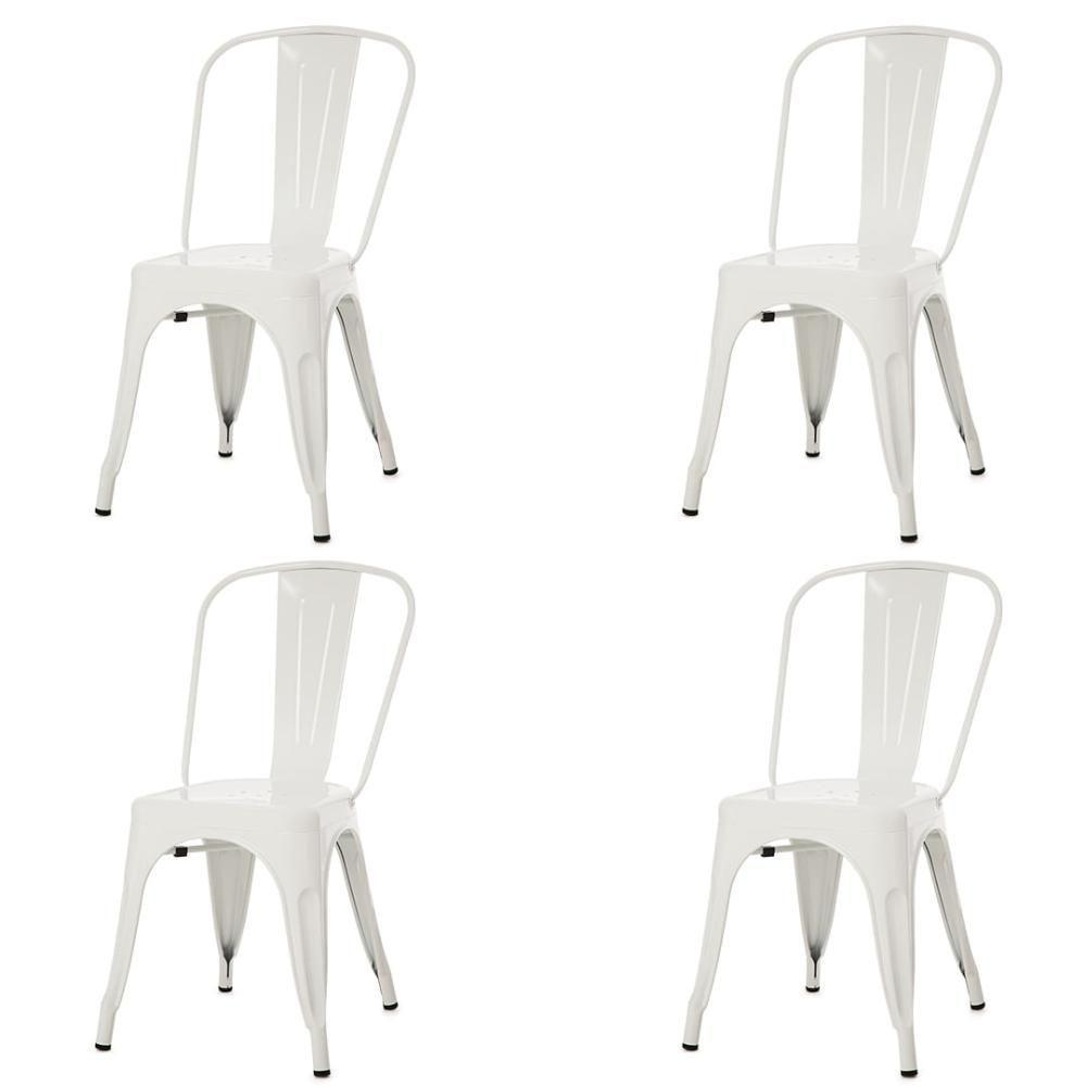 Kit 4 Cadeiras Tolix Iron Titan Anm6671f Anima Office Ferro Pintura Epóxi Branco - 1
