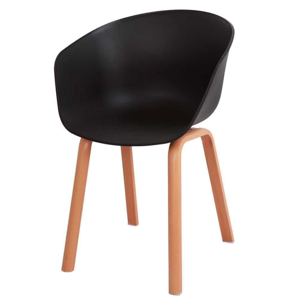 Kit 4 Cadeiras Toledo Anm8095f Anima Office Assento Em Polipropileno Preto Base Aço Simulando Madeira - 2