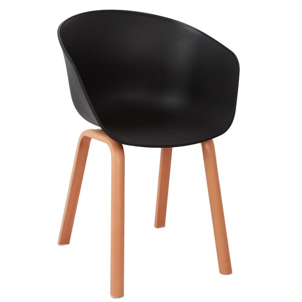 Kit 4 Cadeiras Toledo Anm8095f Anima Office Assento Em Polipropileno Preto Base Aço Simulando Madeira - 3