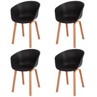 Kit 4 Cadeiras Toledo Anm8095f Anima Office Assento Em Polipropileno Preto Base Aço Simulando Madeira - 1
