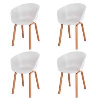 Kit 4 Cadeiras Toledo Anm8095f Anima Office Assento Em Polipropileno Branco Base Aço Simulando Madeira - 1