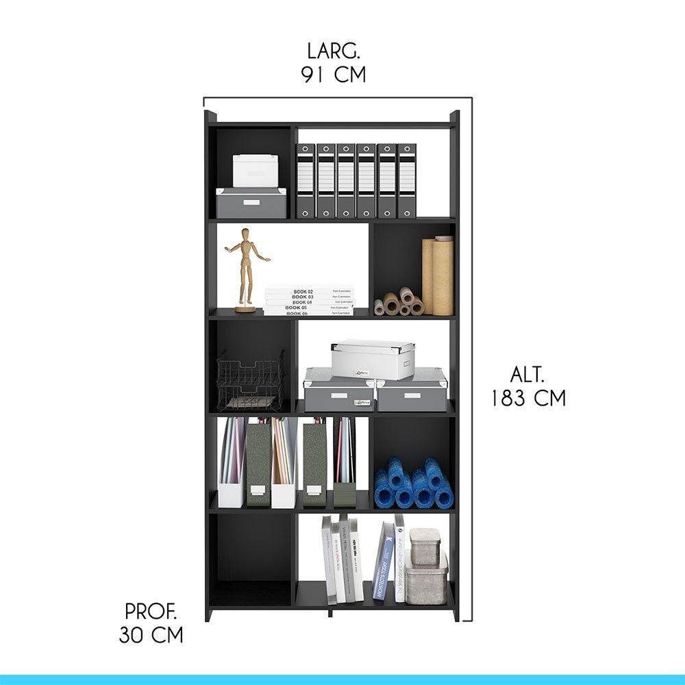 Estante Separador De Ambiente 91x183cm Mdp Preto Menu Móveis Preto - 3