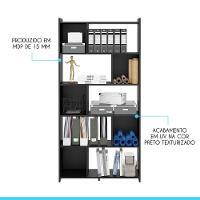 Estante Separador De Ambiente 91x183cm Mdp Preto Menu Móveis Preto - 4