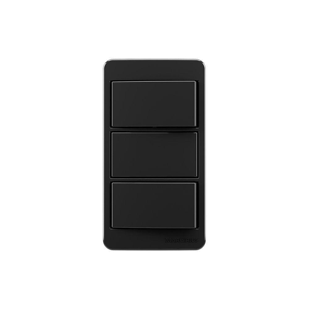 Placa Para Condulete Caixa 3-4" Com Interruptor Simples Duplo Margirius Sleek 10a Preto Ebony Preto - 1