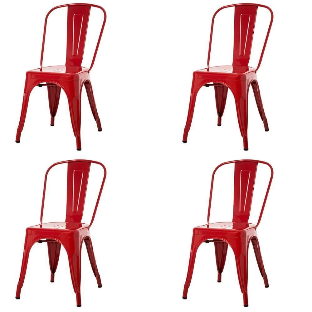 Kit 4 Cadeiras Tolix Iron Titan Anm6671f Anima Office Ferro Pintura Epóxi Vermelho - 1