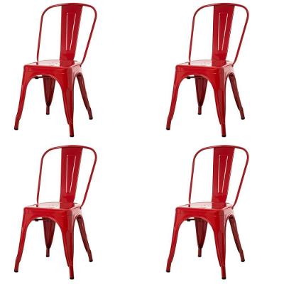 Kit 4 Cadeiras Tolix Iron Titan Anm6671f Anima Office Ferro Pintura Epóxi Vermelho